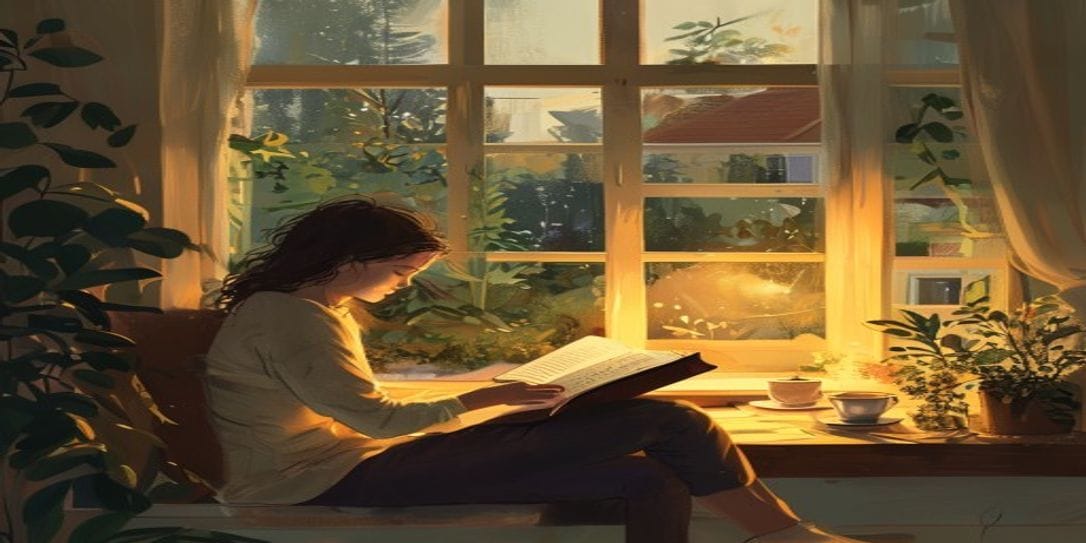 A quiet evening journaling scene